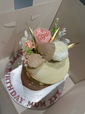ARTY GOLD & PINK OCCASION CAKE