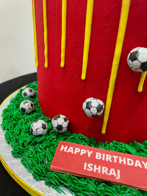 FOOTBALL THEME CAKE RED DEVILS