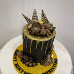 CHOCOLATE SHARD GOLD DRIP BLACK CAKE