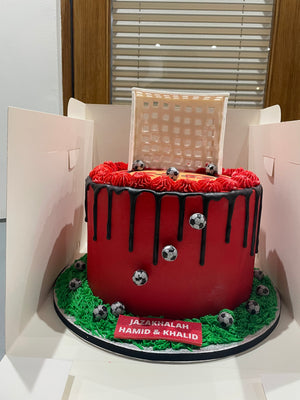 GOAL POSTS FOOTBALL THEMED CAKE