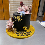 BLACK AND GOLDLEAF OCCASION CAKE