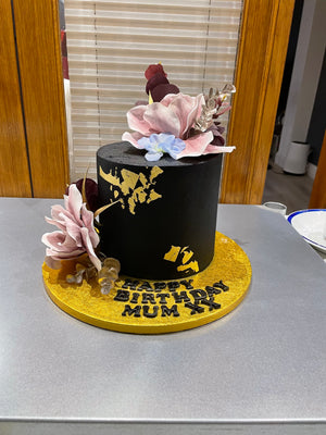 BLACK AND GOLDLEAF OCCASION CAKE