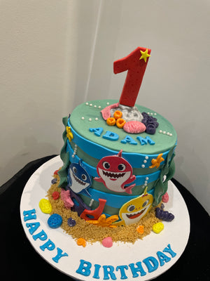 BABY SHARK THEME CAKE