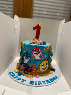 BABY SHARK THEME CAKE