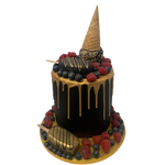 CAKESICLES & CONE - GOLD DRIP CAKE WTH BERRIES
