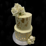 WHITE GOLD ROSE TIER CAKE