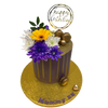 LILAC GOLD FLOWER DRIP CAKE
