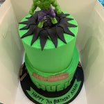 GREEN MONSTER THEME CELEBRATION CAKE