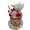 ROSE AND FEATHER GOLD FRAME CAKE