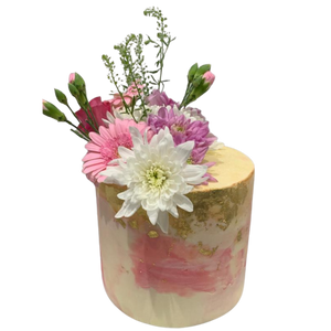 PINK & GOLD FLOWER CAKE