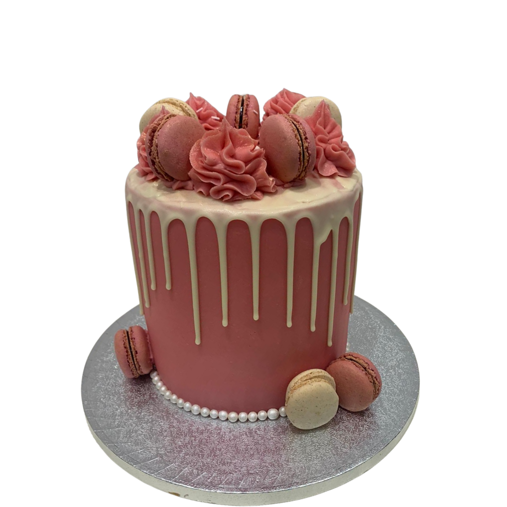 PINK MACARON DRIP CAKE
