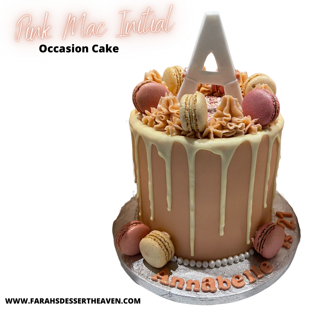 PINK MAC INITIAL OCCASION CAKE
