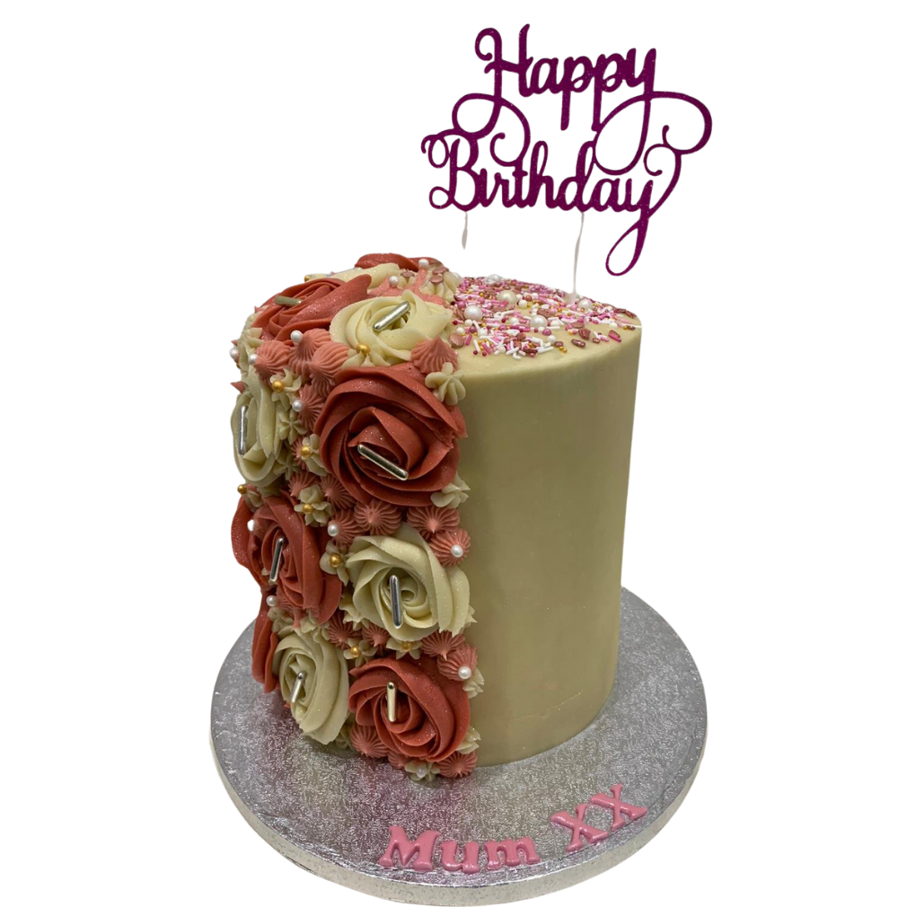 HALF ROSETTE SPRINKLE TOP CAKE