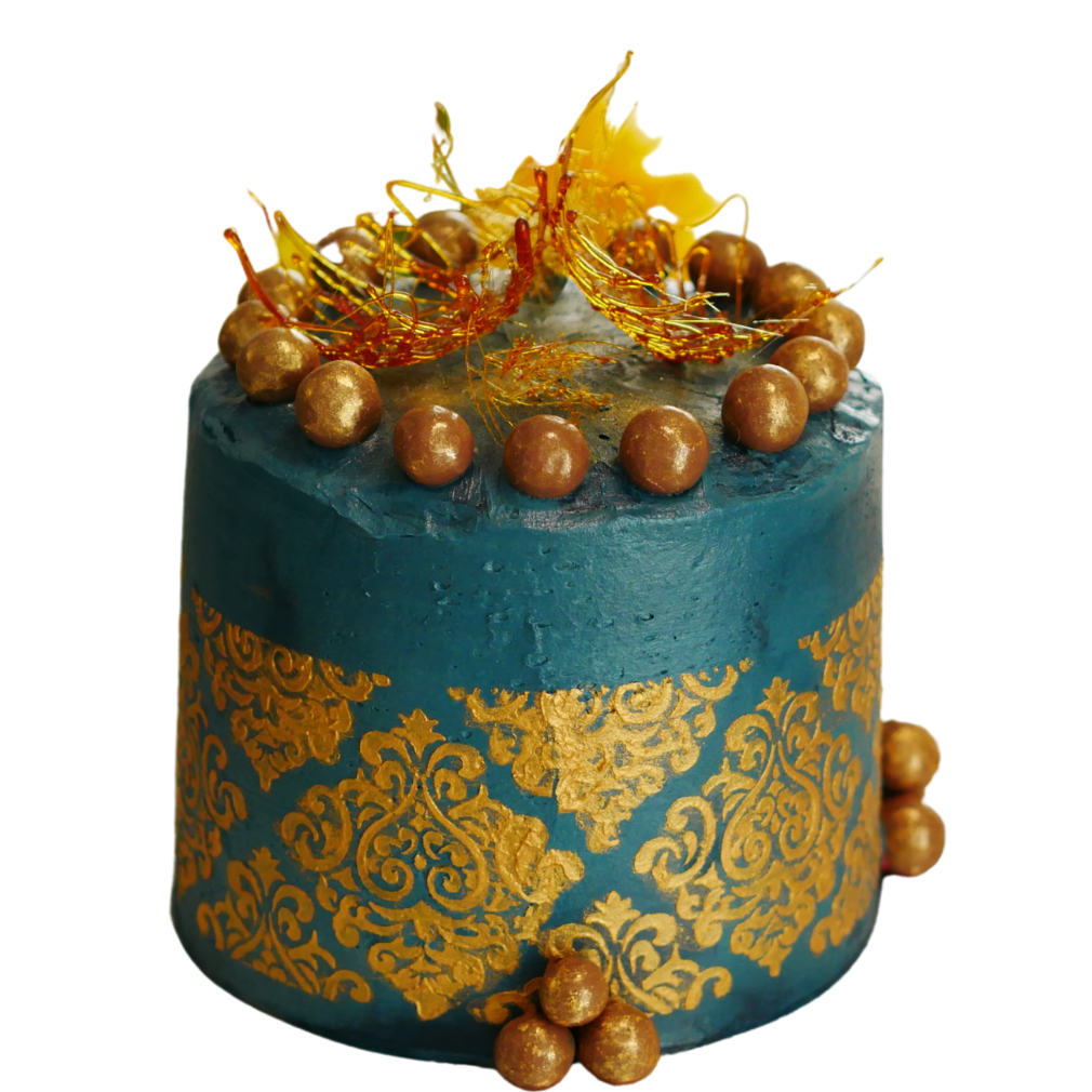 REGAL BLUE & GOLD CAKE