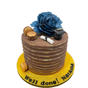 RUFFLE GOLDMAC GRADUATION CAKE