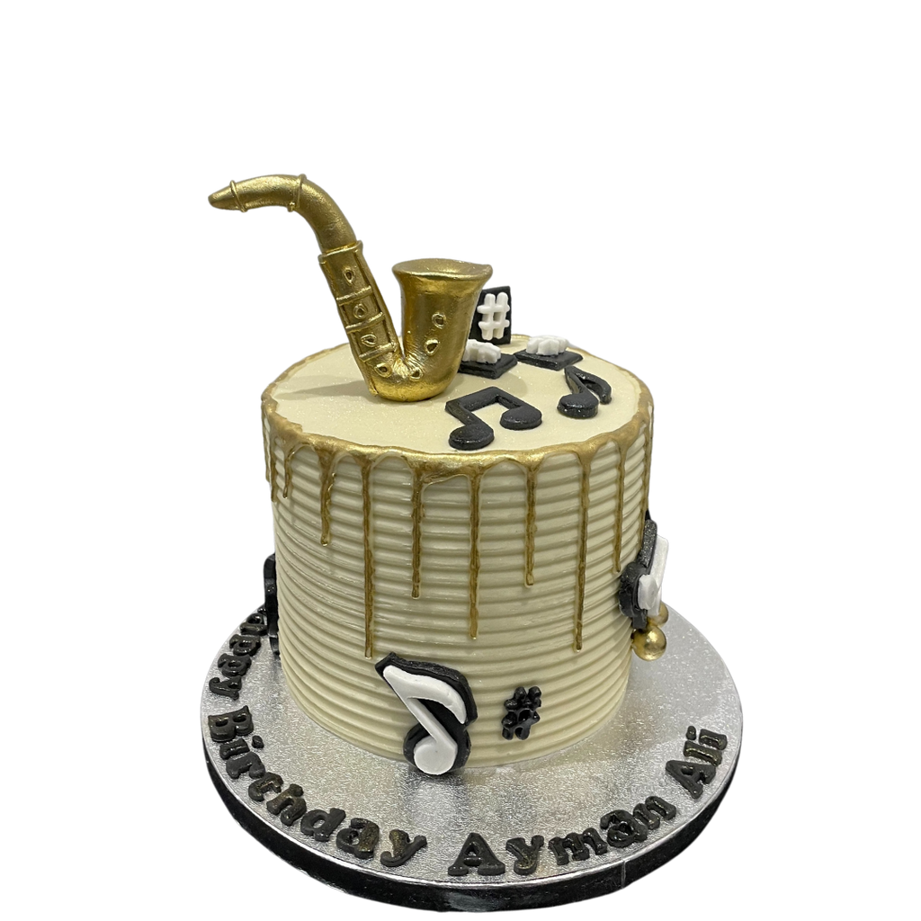 SAXAPHONE MUSICAL GOLD DRIP CAKE