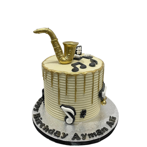 SAXAPHONE MUSICAL GOLD DRIP CAKE