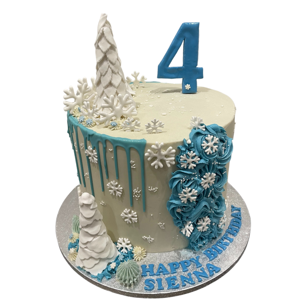 SNOWFLAKE ROSETTE DRIP CAKE