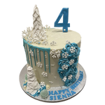 SNOWFLAKE ROSETTE DRIP CAKE