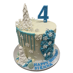 SNOWFLAKE ROSETTE DRIP CAKE