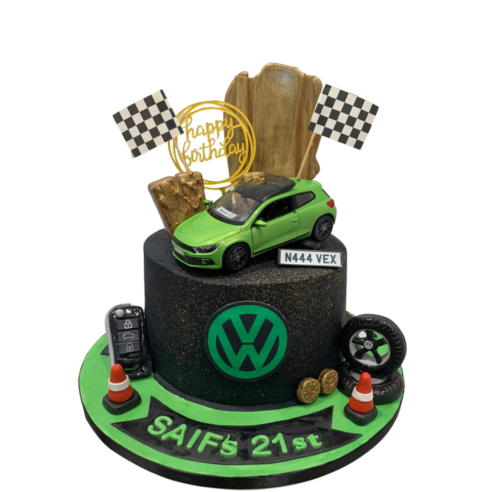 GREEN CAR THEME CAKE