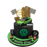 GREEN CAR THEME CAKE