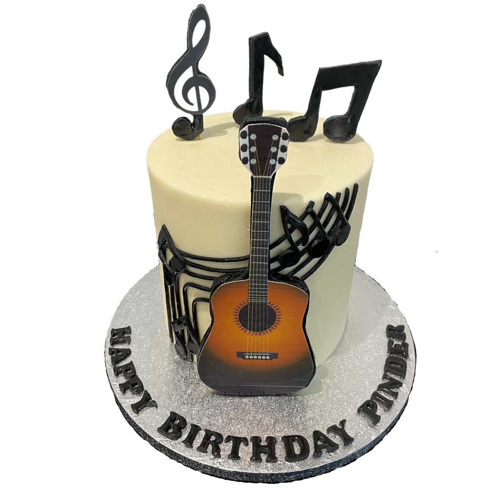 MUSICAL NOTES FONDANT GUITAR CAKE