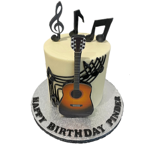 MUSICAL NOTES FONDANT GUITAR CAKE