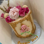 ROSE AND FEATHER GOLD FRAME CAKE
