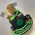 GREEN CAR THEME CAKE