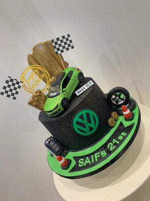 GREEN CAR THEME CAKE