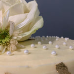 WHITE GOLD ROSE TIER CAKE