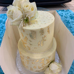 WHITE GOLD ROSE TIER CAKE