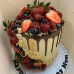 FRESH FRUIT BERRIES CHOC DRIP CAKE