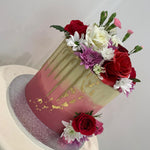 PASTEL GOLD DRIP - FLOWER CAKE