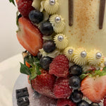 FRESH FRUIT BERRIES CHOC DRIP CAKE
