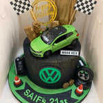 GREEN CAR THEME CAKE