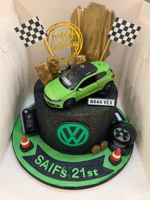 GREEN CAR THEME CAKE