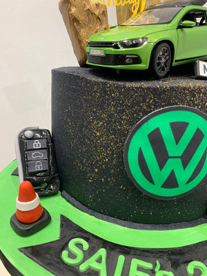 GREEN CAR THEME CAKE