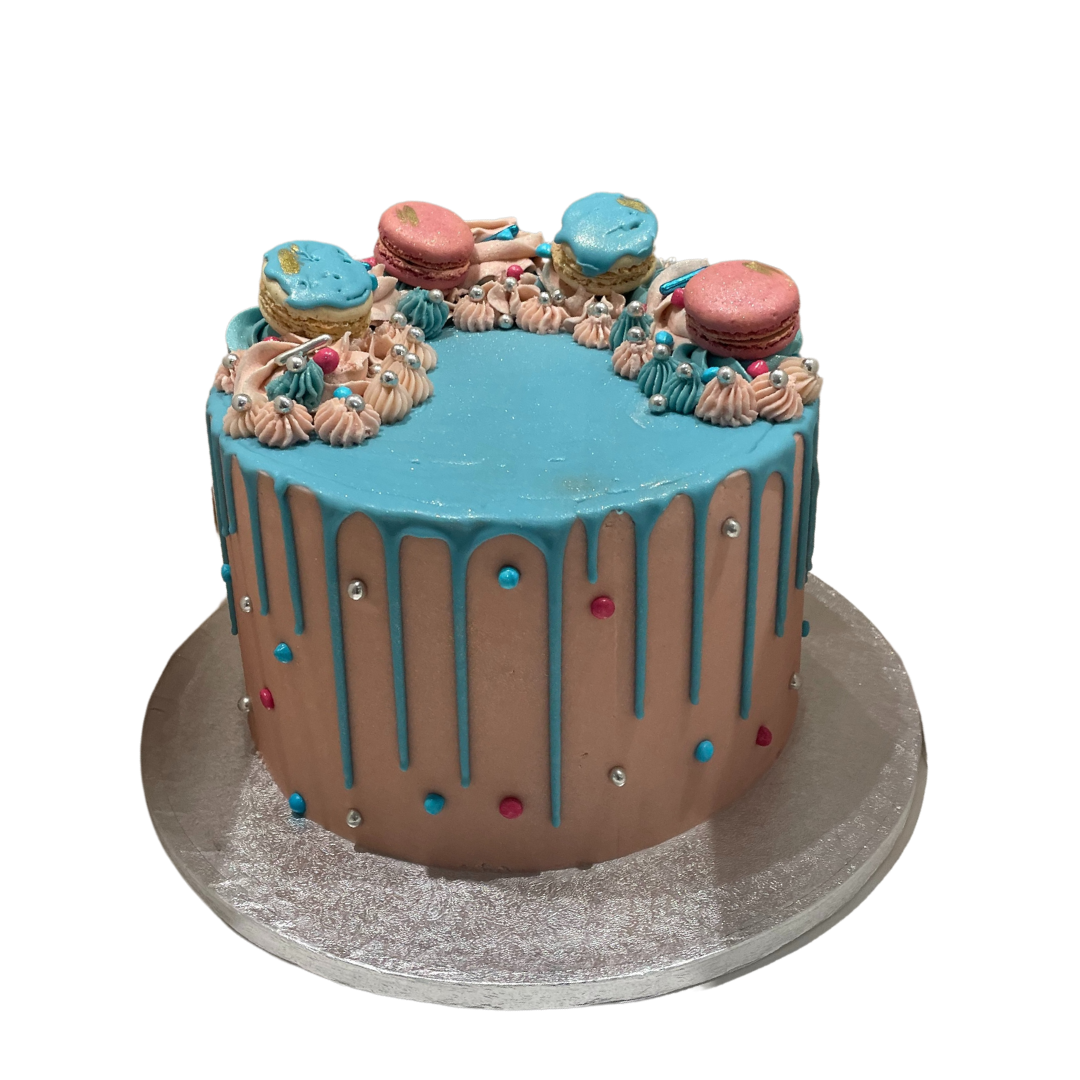 AZURE AND PINK GENDER REVEAL CAKE