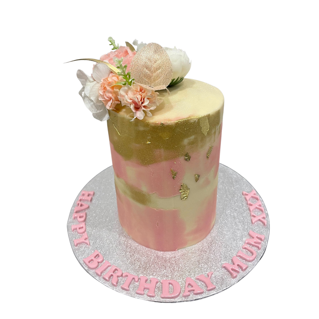 ARTY GOLD & PINK OCCASION CAKE