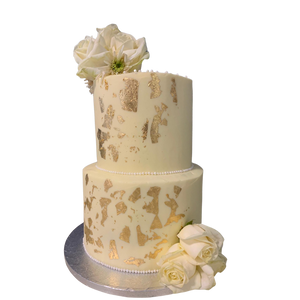 WHITE GOLD ROSE TIER CAKE
