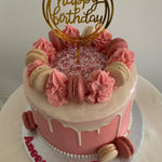 PINK MACARON DRIP CAKE