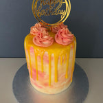 SUNSHINE AND ROSE DRIP CAKE