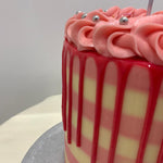 BABY PINK STRIPE AND DRIP CAKE