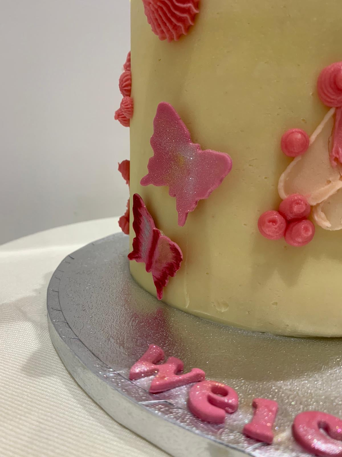 PINK BUTTERFLY & ROSE CAKE