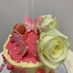 PINK BUTTERFLY & ROSE CAKE