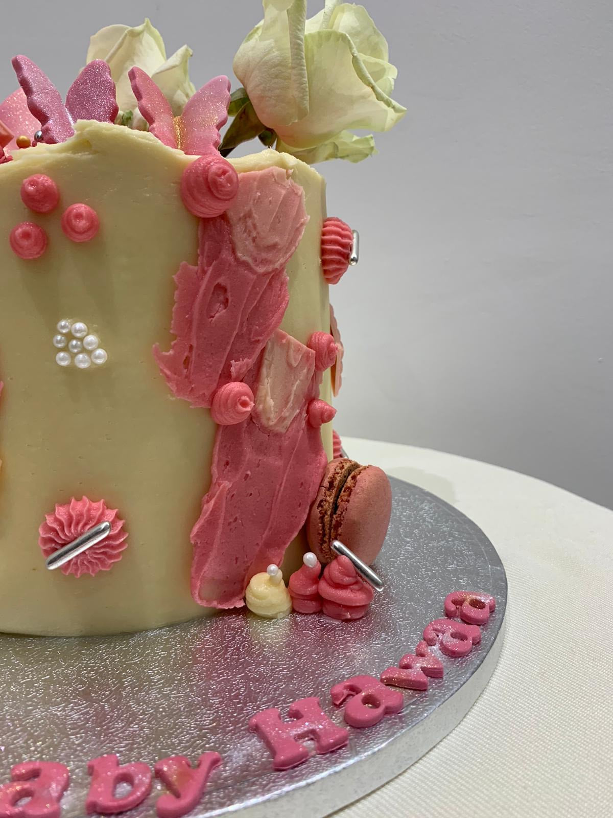 PINK BUTTERFLY & ROSE CAKE