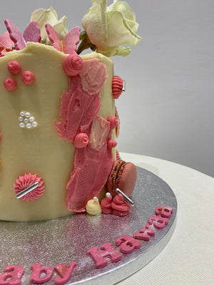 PINK BUTTERFLY & ROSE CAKE