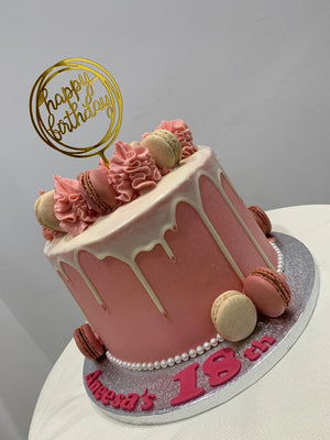 PINK MACARON DRIP CAKE